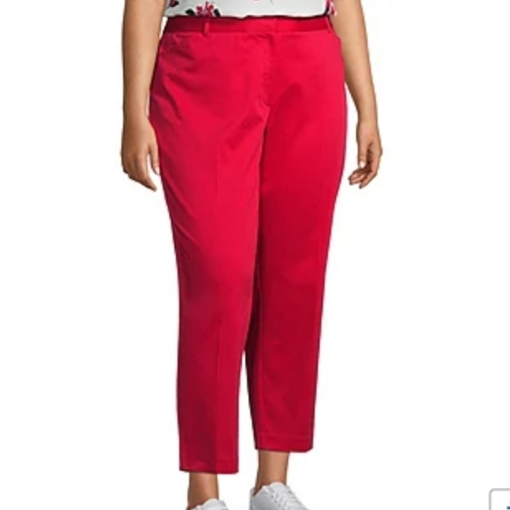 Liz Claiborne Plus Red Emma Mid Rise Slim Fit Ankle Pant 18